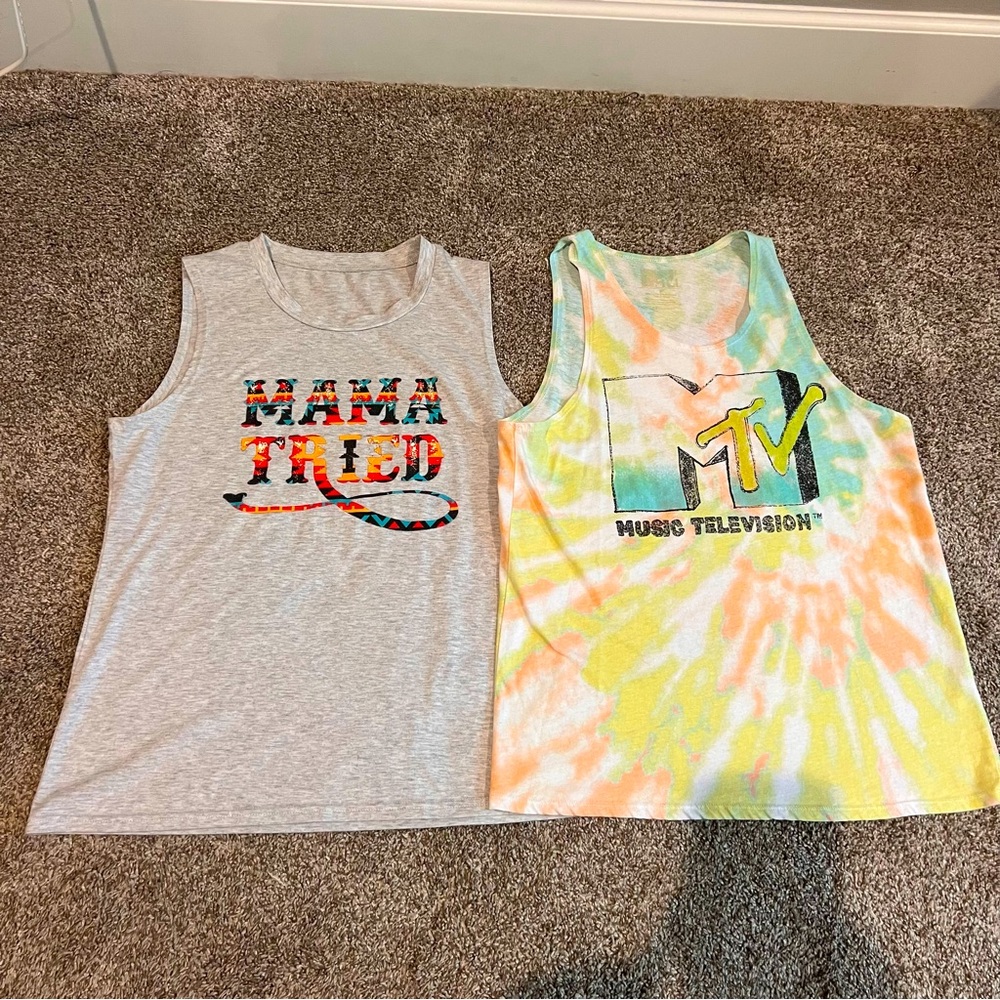 Cotton MTV and Mama Tried tanks